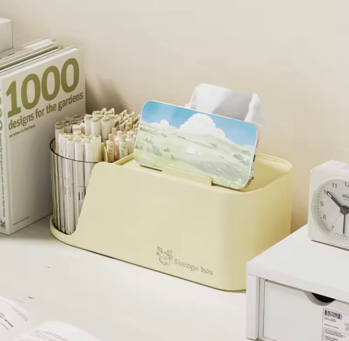 Multifunctional Rotating Pen Holder With Tissue Box, Creative Phone Holder With Tissue Dispenser, Desktop storage box Multifunctional Rotating Pen Holder With Tissue Box, Creative Phone Holder With Tissue Dispenser, Desktop storage box